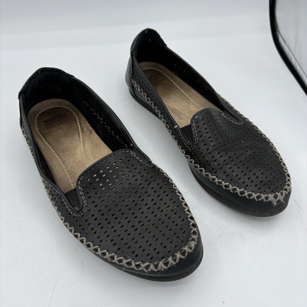 Earth Origins Flats‎ Womens Size 7 Lark Lizzy Black Slip On Casual Perforated